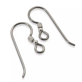 Generic 4 Gray Niobium Ear Wires - Bead & Coil Accents - Hypoallergenic Earring Hooks