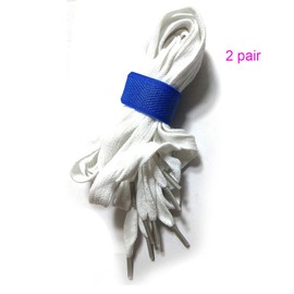 LIHUAMAO 2 Pairs Non-Slip Pure Cotton Flat Shoelaces 46"- 48" Inch Length 5/16" Wide (White, 80cm/31inch)