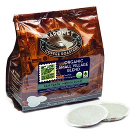 Baronet Coffee Pods [Organic Small Village-54 Pods] Single Cup Use Like Senseo - 3 Bags of 18 Single Serve 8 Gram, Regular Strength, Medium Roast [Organic Small Vill]