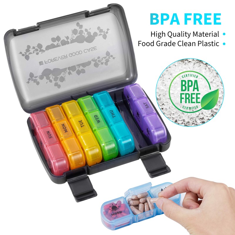 FGcase Pill Organizer 3 Times a Day with Travel Case,