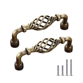 CcHhyyt Pack of 2 Antique Bird Cage Cabinet Handles, Vintage Metal Black Cabinet Handles with Screws, Drawer Handle, Furniture Handle, Door Handle for Kitchen Cabinet, Drawer, Cupboard (96 mm, Bronze