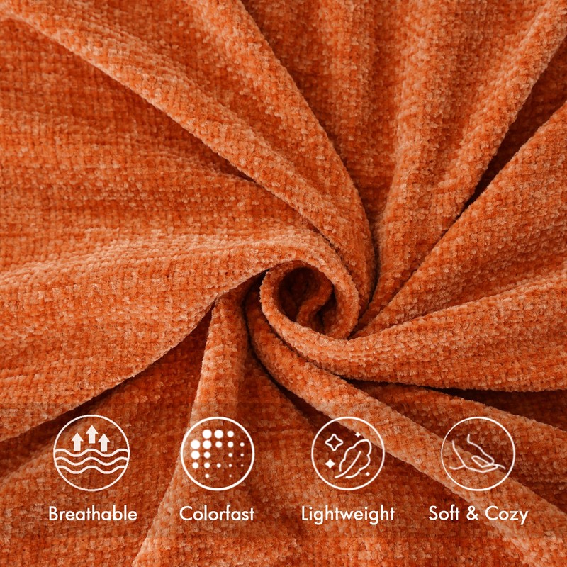 BATTILO HOME Chenille Throw Blanket for Couch, Soft Warm Cozy