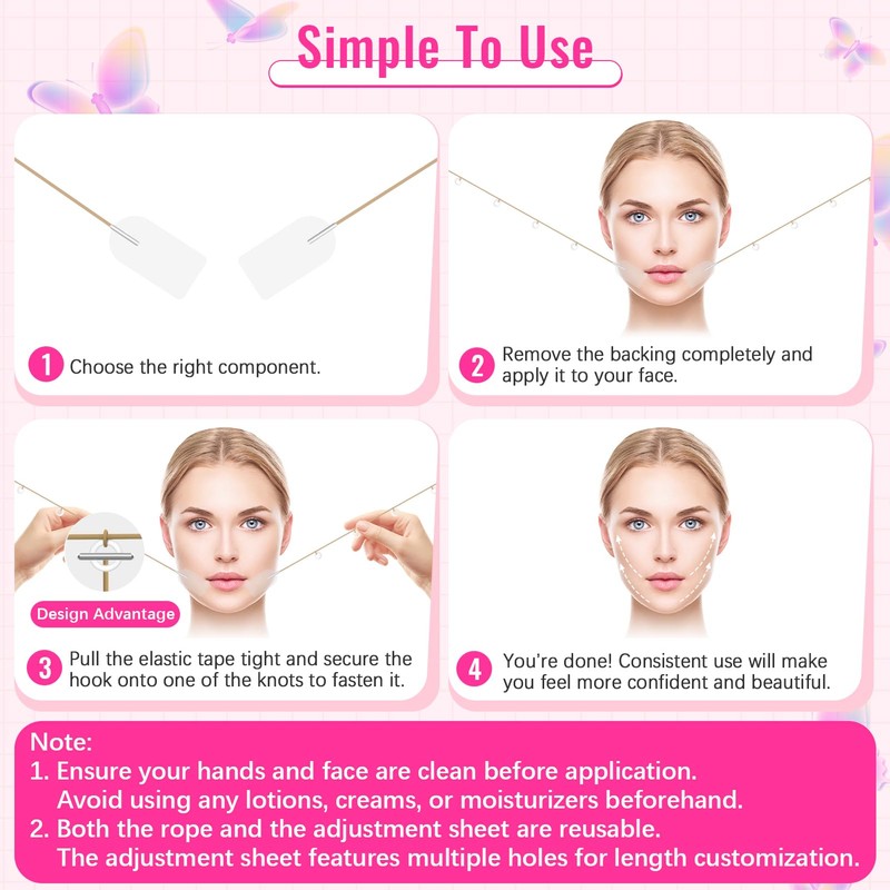 Face Lift Tape Invisible with String for Lifting Sagging Skin,