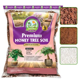 DUSPRO Recycle Money Tree Soil, Premium Coco Coir Perlite Mix and Pine Bark for Money Tree Soil, Ideal Money Tree Soil for Healthy Growth and Nourishment (4 Quarts)