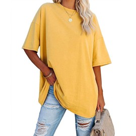Oversized Graphic Tshirts for Women Oversized T Shirts for Women Loose Fit Crewneck Short Sleeve Tops Summer Casual Blouse Y2K 2024 Basic Tees Womens Yellow