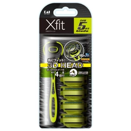 Kai Corporation Xfit Men's Razor, 4 Replacement Blades, T-Shape, 5 Blades, Kai Leather