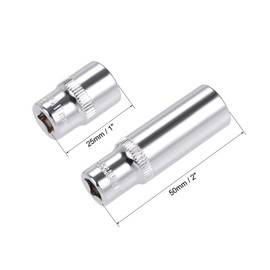 TOP-VIGOR 2Pcs 1/4-Inch Drive by 11mm Deep and Shallow Socket, Cr-V Drive Socket, 6-Point, Metric for Auto Repairing and Household