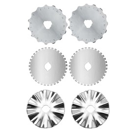 Pinking Rotary Blades Refill 45mm Crochet Edge Rotary Cutter Blades, Crochet Edge Skip Stitch Rotary Blades Fits Fiskars OLFA, Perforating Rotary Replacement Blade,Fabric Cutting Blades Refill,6 Pack