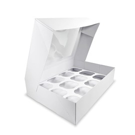 White Cupcake Boxes Holds 12 - Pack of 5 Durable Card Carriers