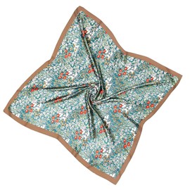 Brown Floral 27.5" Square Silk-Like Head Scarf, Satin Bandana for Women, Hair Wrap, Neck Scarf