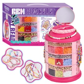 Bracelet Making Kit for Girls Age 8-12, Kids DIY Jewelry Making Kit Beads with Storage, Friendship Jewelry Box Craft Bracelet Making Kit Easter Birthday Gifts for Girls 6-7-8-9-10-11-12 (pink)