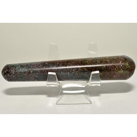HC Set: 4" Ruby Kyanite Massage Wand Blue Red Natural Crystal Stone Polished Mineral Stone Stick - India + One Polished Clear Quartz Cabochon