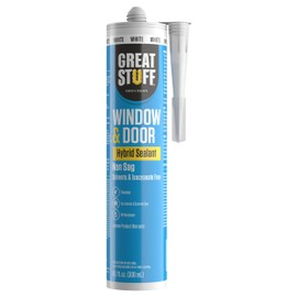 Great Stuff Window & Door Sealant Hybrid White Caulk 10.1 fl. oz - Indoor and Outdoor Caulking Weatherproof - Outdoor Sealant, Waterproof When Dry, Low Odor, Paintable Caulk, Window Sealant