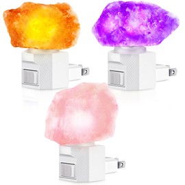 3 Pack Himalayan Salt Lamp Night Light Crystal Night Light Salt Lamp Night Light Plug in Rotatable Wall Purifier Made of Natural Salt Stone Sea for Home