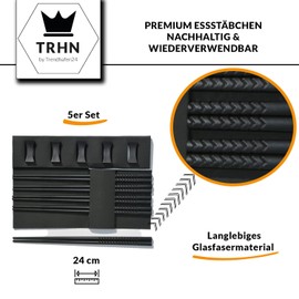 TRHN24 by Trendhafen24 Chopsticks Set Made of Fibreglass (Set of 5) Premium Sushi Sticks - Dishwasher Safe & Heat Resistant - Chopsticks with Shelf