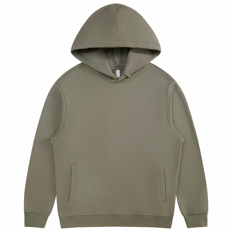 Solid Color Double Layer Hood Side Pocket Terry Cotton Casual