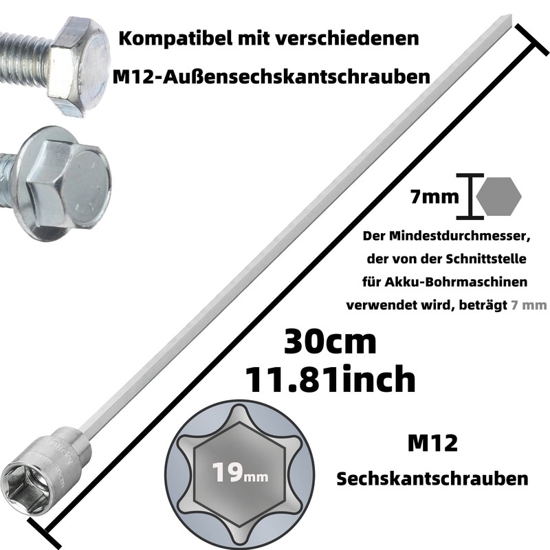 Olicky Caravan Crank for Cordless Screwdriver, Extension Crank with 19