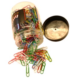 Whitecroft Essentials Stationery Tubs 32mm Large Plain Paper Clips - Assorted Colours (Pack of 500)