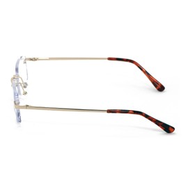 V.W.E. Slim Rimless lightweight metal anti blue light blocking UV reading glasses - clear lens computer reader (Gold, 0.00, multiplier_x)