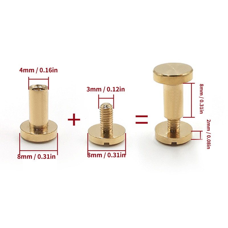 50Pcs Decorative Rivets 50Pcs Slot Flat Head Screws Brass Screw