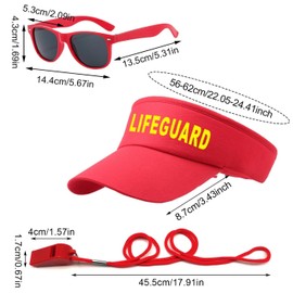 GWAWG Lifeguard Costume Set include Include Lifeguard Hat,Guard Whistle and Sunglasses,Lifeguard Accessories Red Adjustable Sunscreen HatsLifeguard Fancy Dress Costume for Adults Men Women Pool Party