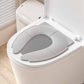 Folding Travel Potty Seat for Toddlers, Fits Round & Oval Toilets, Non-Slip Suction Cups, Includes Free Travel Bag (Gray)