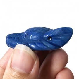 Sunshcat Natural Blue Aventurine Pocket Wolf Head Crystals and Healing Stone Figurine,1.57 Inchs DIY Jewelry Pendant