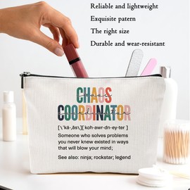 2pcs Chaos Coordinator Gifts Cosmetic Bags for Women, Chaos Coordinator Makeup Bag Thank You Supervisor Gifts for Women Her Moms Manager Boss, Zipper Bags Travel Pouch Christmas Birthday Gift