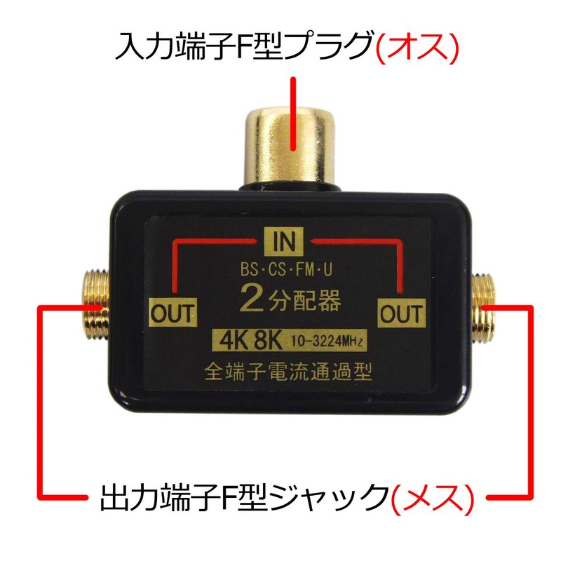 FF-4804BK Antenna Splitter 4K8K/BS/CS/Terrestrial Digital/CATV Compatible, All Terminal Current Passing
