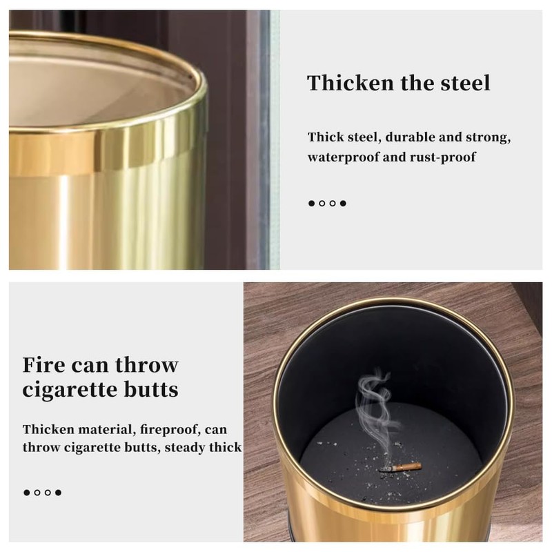 LEASYLIFE 14L/2.6GAL，Gold Bathroom Trash can,Brushed Brass Garbage can,Small Gold Wastebasket