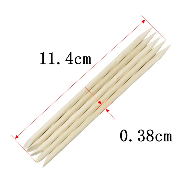 100-Pack Nail Art Wood Stick, Double Heads Nail Cuticle Pusher
