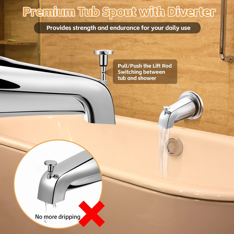 Dreyoo Tub Spout (Universal Fits 1/2" Copper Pipe, 1/2" IPS