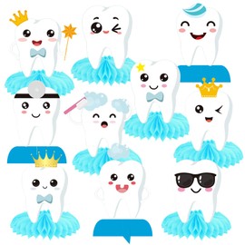 12Pcs Tooth Honeycomb Centerpieces First Tooth Party Decorations Teeth Party Table Centerpieces Tooth Party Table Decor for Dental Party Baby Shower Supplies