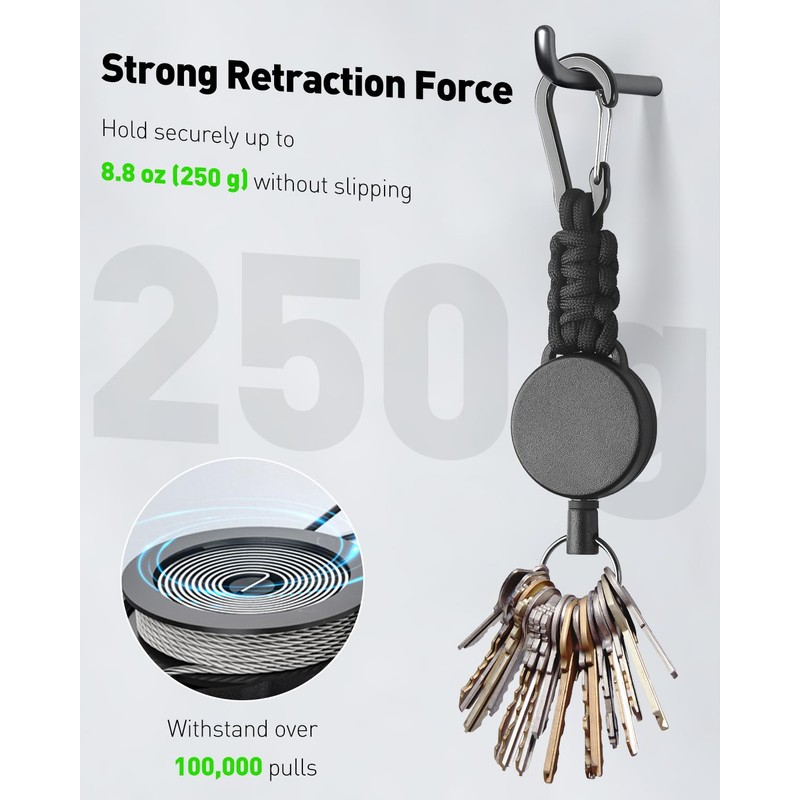 Pawfly 2 Pack Retractable Keychain, Retractable Key Holder, Heavy Duty