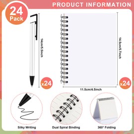Spakon 48 Pcs Sublimation Notebook and Pen Set 24 Pcs A6 Line Spiral Notebooks Blank with 24 Pcs Sublimation Pens Bulk for Christmas DIY Classroom Office Writing Supplies Gifts