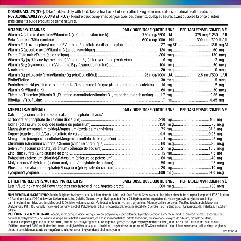 Centrum Men 50 Plus Multivitamins/Minerals Supplement for Men 50+, 160