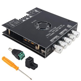 DiGiYes ZK-HT21 Bluetooth Amplifier Board TDA7498E HiFi Chips 2.1 Channel 160W x 2 + 220W Subwoofer Stereo Mini Audio Power Amplifier Module for DIY Home Speakers with Treble and Bass Control