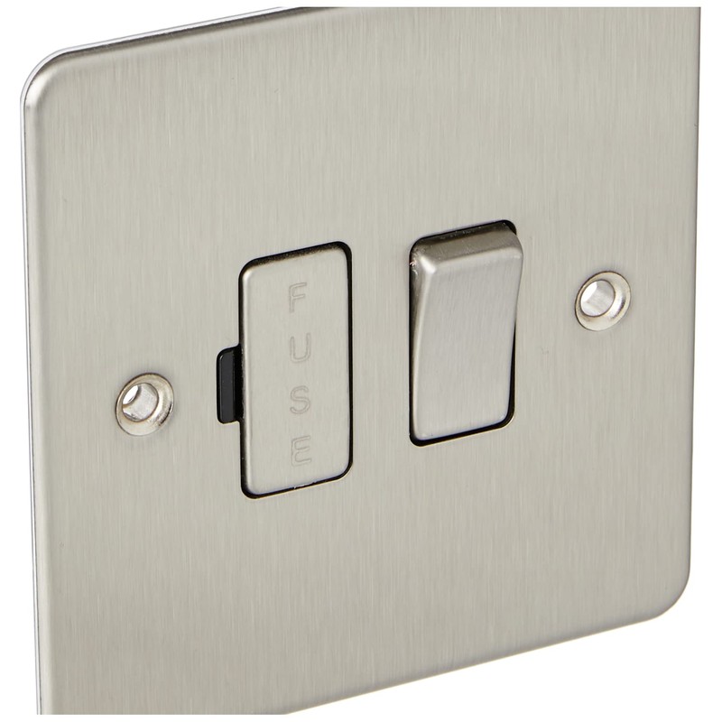 Knightsbridge FP6300BC FPAV6300BC Flat Plate 13A Switched Fused Spur Unit-Brushed