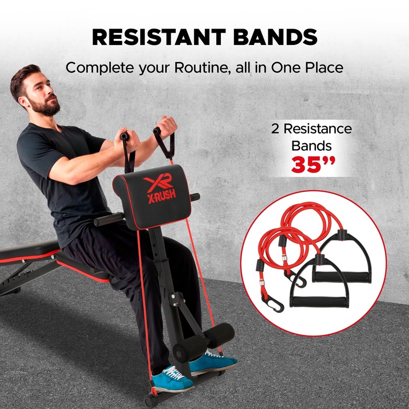 X-RUSH Multi-functional folding weight bench, adjustable weight bench, with 7