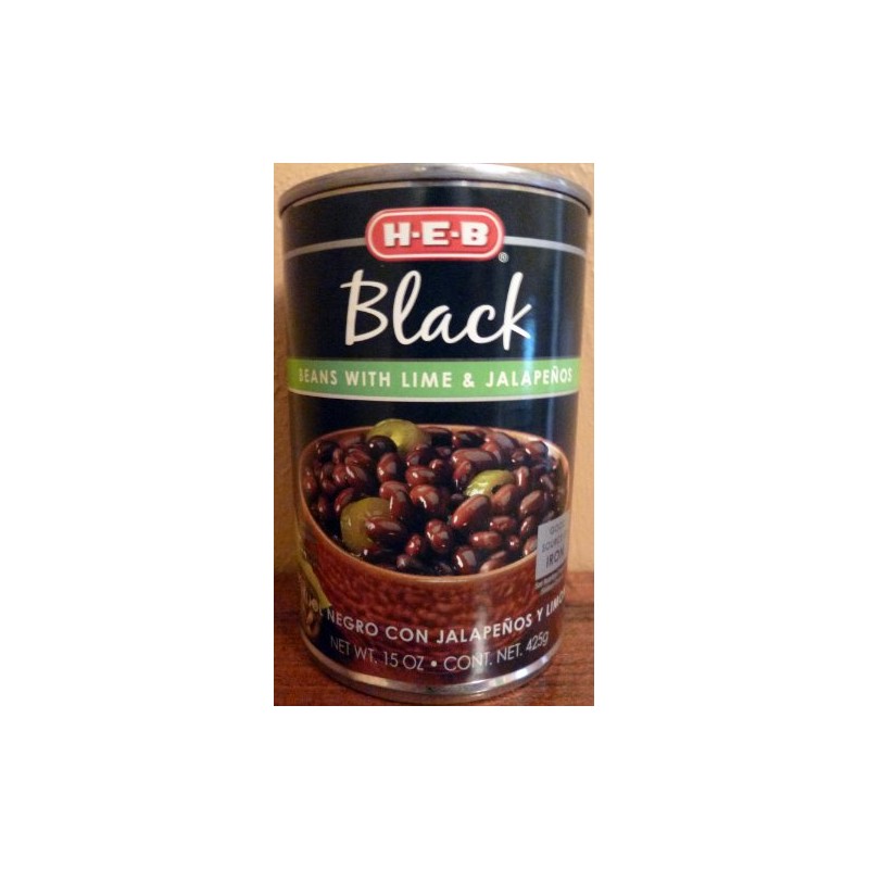 HEB Black Beans with Lime and Jalapenos 15oz (Pack of