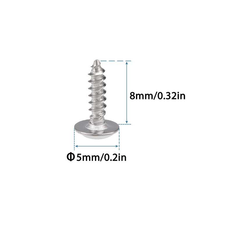 QUARKZMAN 2 x 8 mm Self-Tapping Screws x 50 Pieces