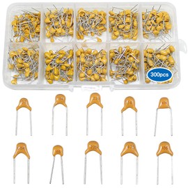 Capacitors, Ceramic Capacitors, Set of 10 Types, 300 Pieces, 0.1 uf-10 uf, 50 V, Electrolytic Capacitors, Multilayer Ceramic Capacitors, Electronic Components, Abrasion Resistant, Insulation, Electrical Conductivity, Chip Capacitor Set, DIY, Electronics/