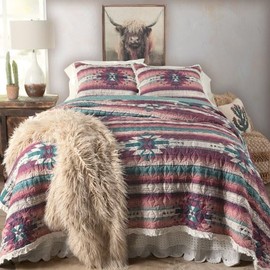 Rod's True Western Rose Canyon Ruffle Quilt Set King