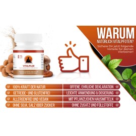 Vitalpfoten 3 x 75 Vital Mushroom Capsules for Dogs and Cats with Medicinal Mushroom Extract from the Whole Fruit Body for the Immune System and Grooming