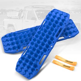 BUNKER INDUST Off Road Traction Boards, Pair Recovery Tracks Traction Mat for Vehicle Truck Jeep SUV, Mud, Snow, Sand Ramp-Blue Emergency Tire Traction Pads