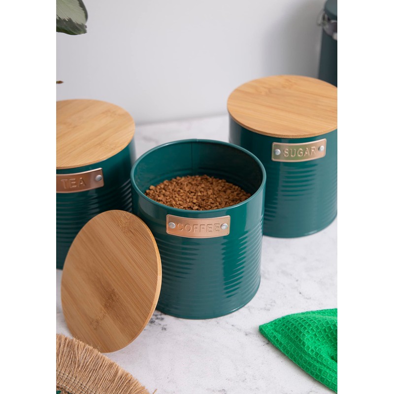 KitchenCraft Storage Canisters, Teal, 3 Pieces, Gift Boxed