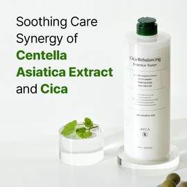 AVCA CICA Rebalancing Essence Facial Toner - Korean Toner with Centella Asiatica for Hydrating & Soothing, ph5.5 Trouble Care, Korean Skin Care (1L/33.8fl.oz.)