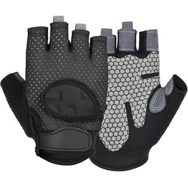 Workout Gloves for Men and Women, Full Palm Protection, Breathable Design for Weightlifting, Cycling, Rowing (Black, L)
