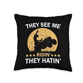 Funny Lawn Care Design Grass And Lawn Mowing Funny Tractor Mower Saying Gardener Cutting Lawn Grass Throw Pillow, 16x16, Multicolor