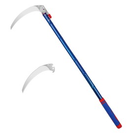 Detachable Grass Sickle, Folding Harvest Scythe Tool with Carbon Steel Blade and Anti-Slip Rubber Handle, Includes 1 Spare Blade, Lightweight Sickle Garden Tool Long Handle for Garden and Yard